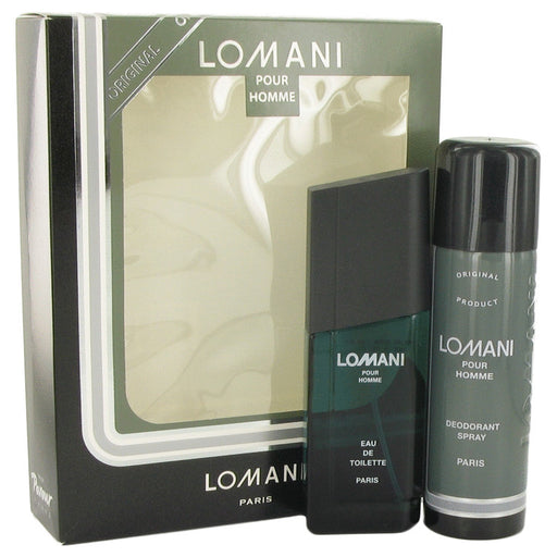 LOMANI by Lomani Gift Set -- 3.4 oz Eau De Toilette Spray + 6.7 oz Deodorant Spray for Men - Perfume Energy