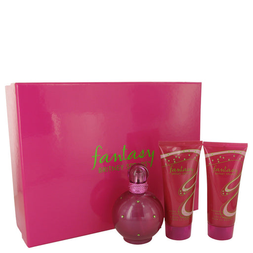 Fantasy by Britney Spears Gift Set -- 3.3 oz Eau De Parfum Spray + 3.3 oz Body Souffle + 3.3 oz Shower Gel for Women - Perfume Energy