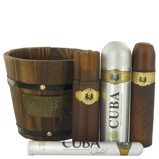Cuba Gold by Fragluxe Gift Set -- 3.4 oz Eau De Toilette Spray + 1.17 oz Eau De Toilette Spray + 6.7 oz Body Spray + 3.3 oz After Shave for Men - Perfume Energy